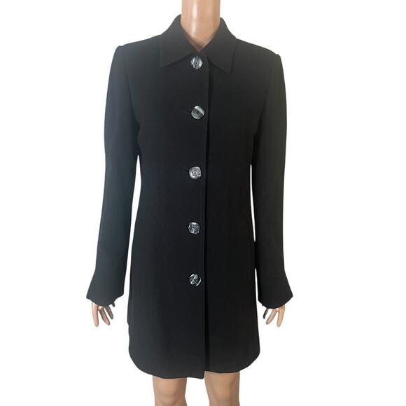 Kristen Blake Wool Coat Women’s Size 6 Black Long Button Front Classic - Picture 2 of 8